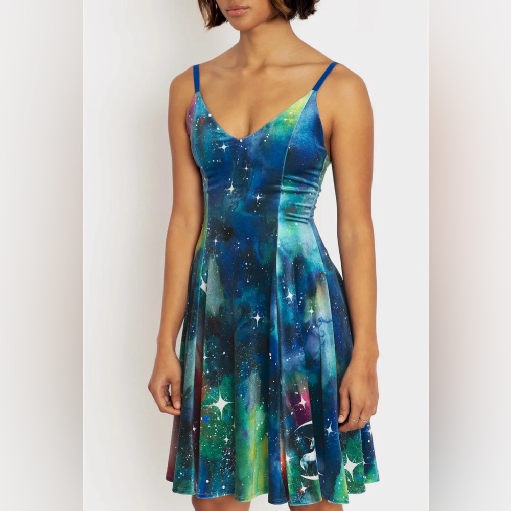 Blackmilk Lora Zombie Unicorn Moon Celestial Blue Longline Strappy  Dress XL NWT
